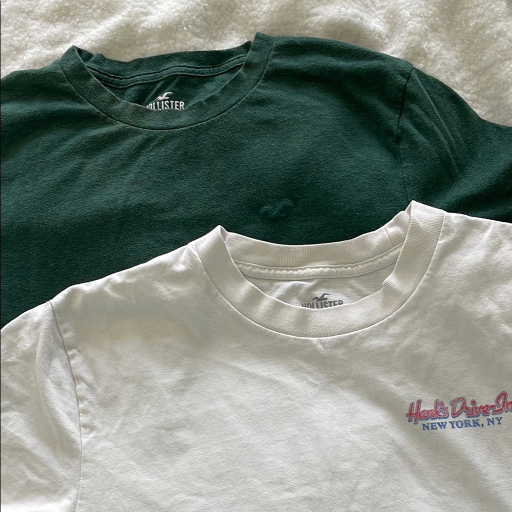 Hollister Green and White T-Shirts